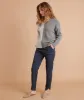 Allison Pant in Black/Blue Stripe sold by Marine Layer