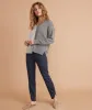 Allison Pant in Black/Blue Stripe sold by Marine Layer