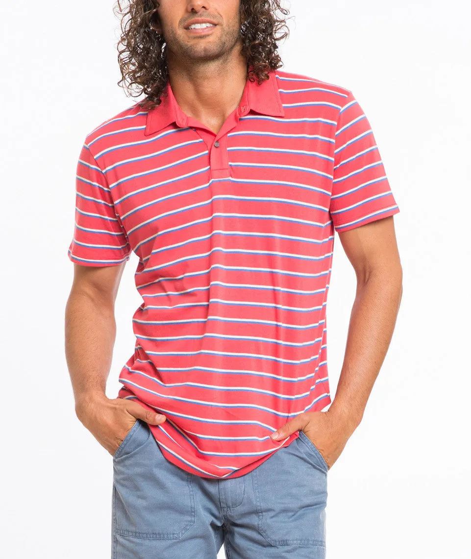 Benji Striped Polo - Red and Blue sold by Marine Layer
