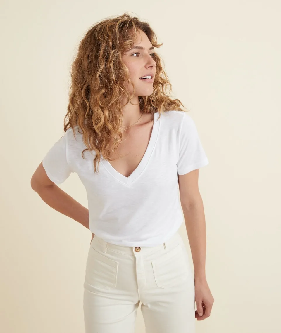 Classic V-Neck Tee in White sold by Marine Layer