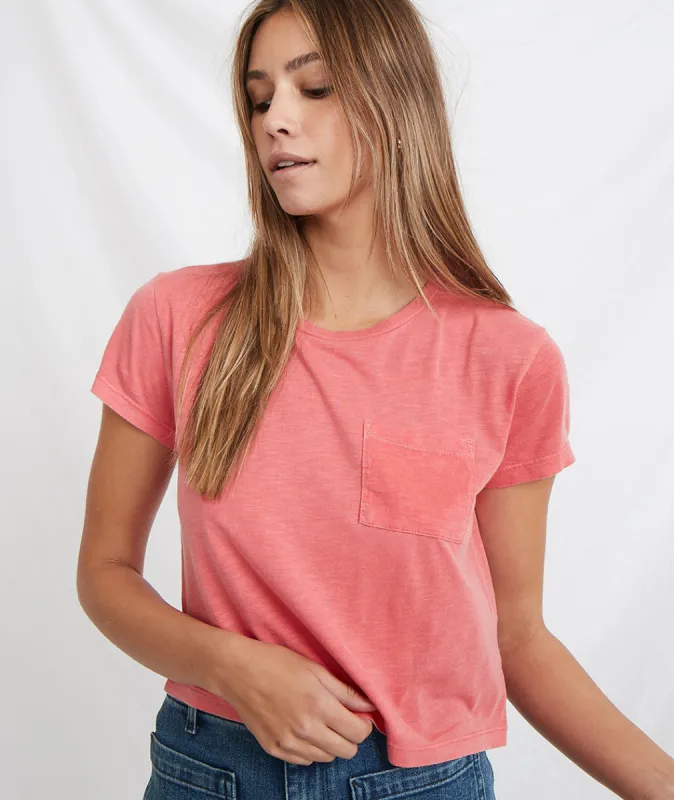 Crop Pocket Tee in Salsa sold by Marine Layer