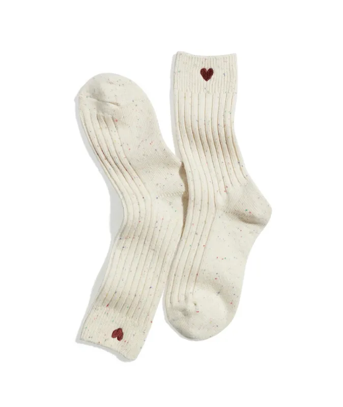 Boot Sock in Marl Heart sold by Marine Layer