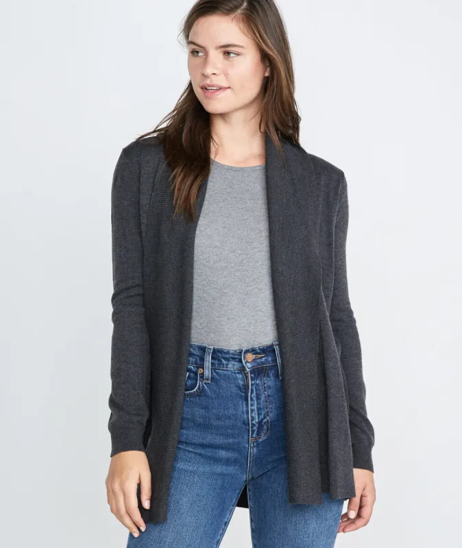 Mae Cardigan in Jet Heather sold by Marine Layer