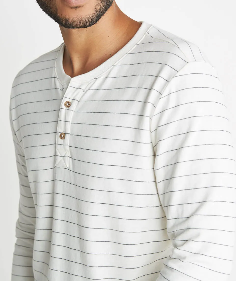 Double Knit Henley in Natural Ticking Stripe sold by Marine Layer product image thumbnail 4