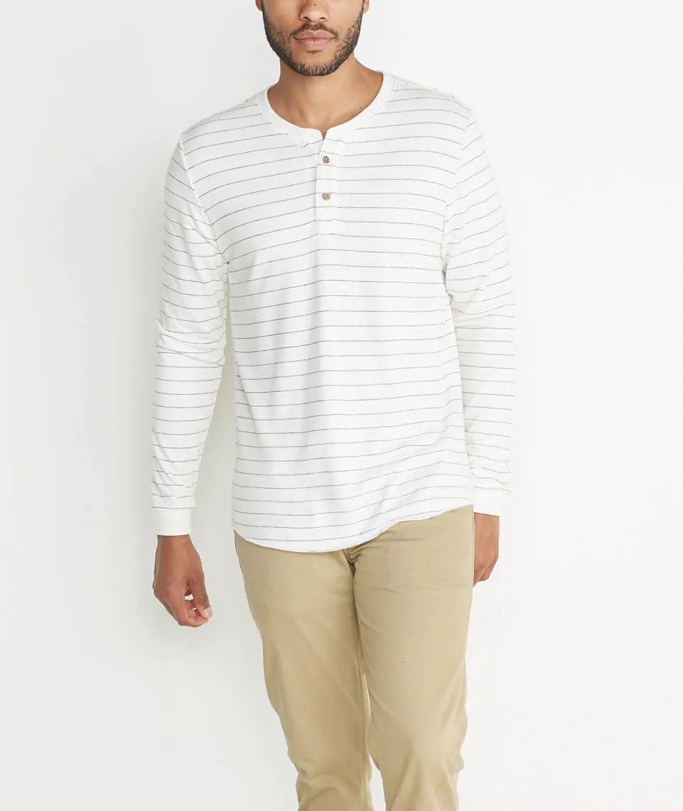 Double Knit Henley in Natural Ticking Stripe sold by Marine Layer product image thumbnail 2