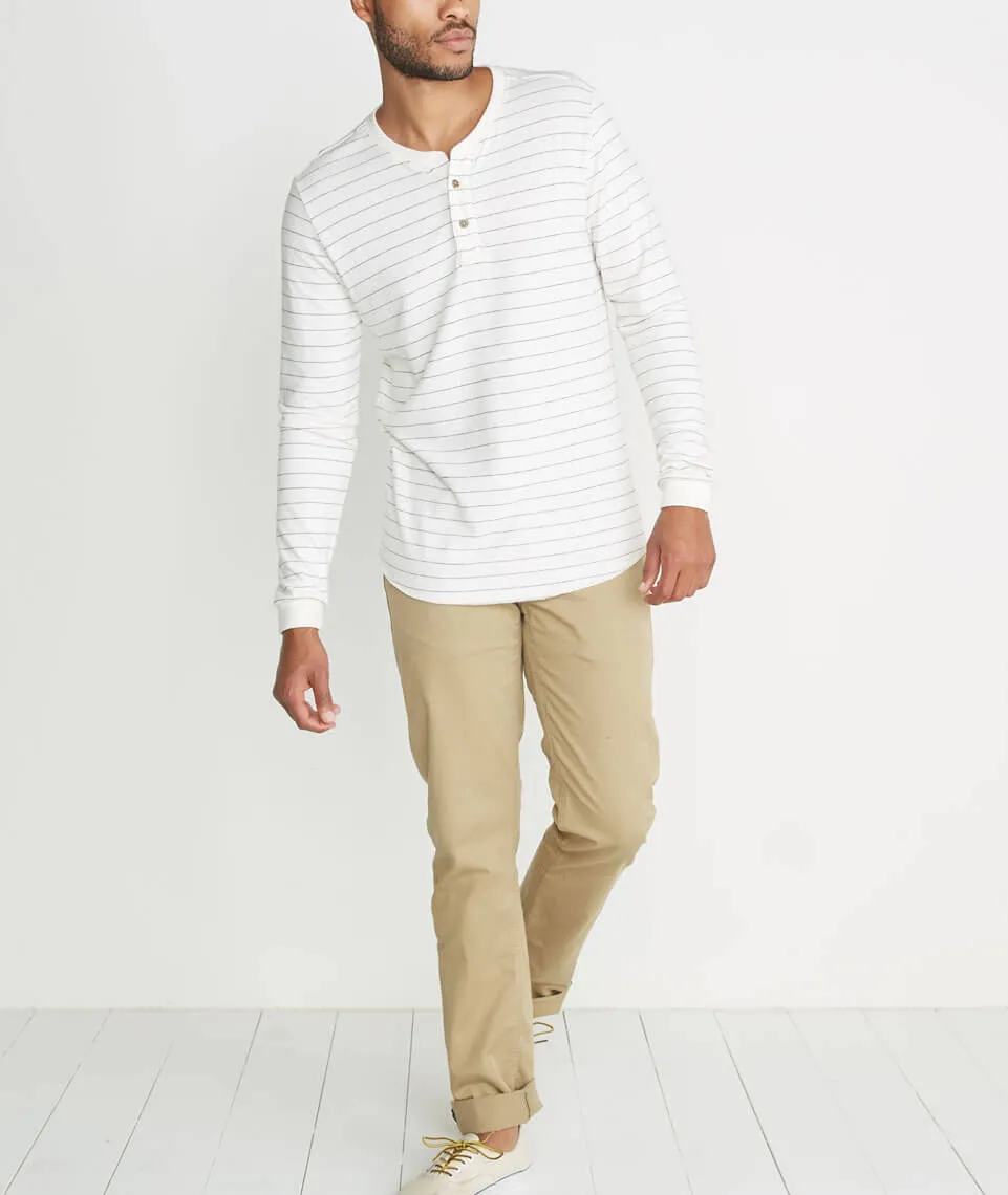 Double Knit Henley in Natural Ticking Stripe sold by Marine Layer product image thumbnail 3