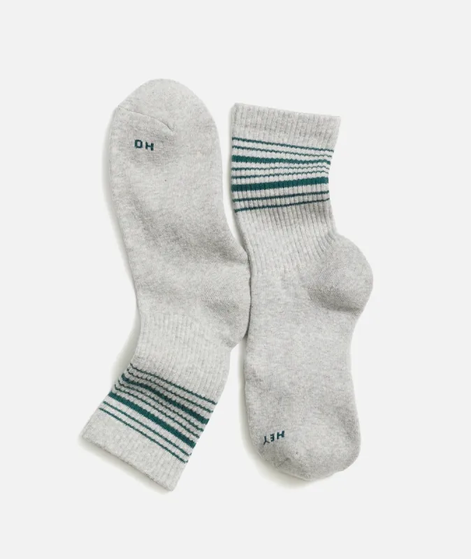 Gym Sock in Grey Green Stripes sold by Marine Layer
