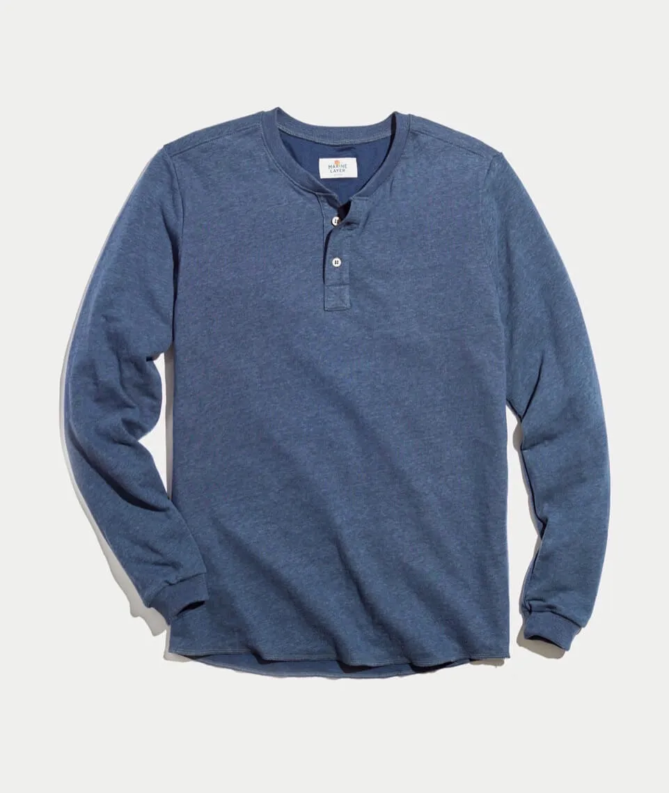 Double Knit Henley in Deep Denim sold by Marine Layer