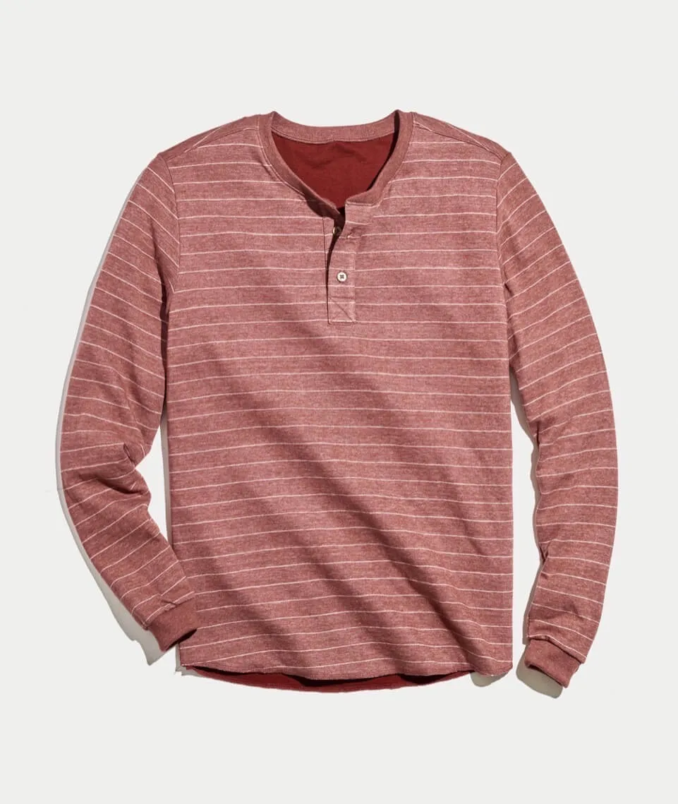 Double Knit Henley in Syrah Stripe sold by Marine Layer