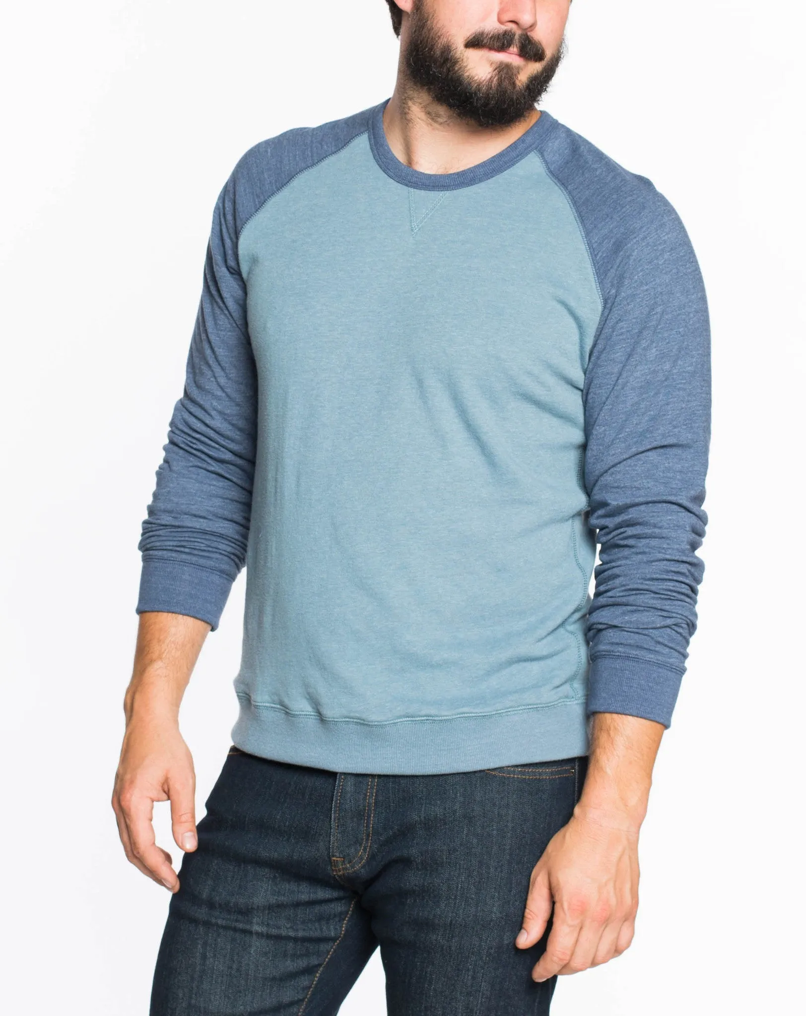 Double Knit Raglan - Maritime Grey and Navy sold by Marine Layer product image thumbnail 2