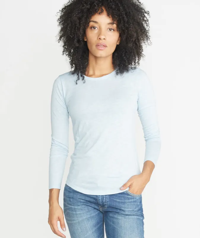 Clover Saddle Longsleeve in Carolina Blue sold by Marine Layer