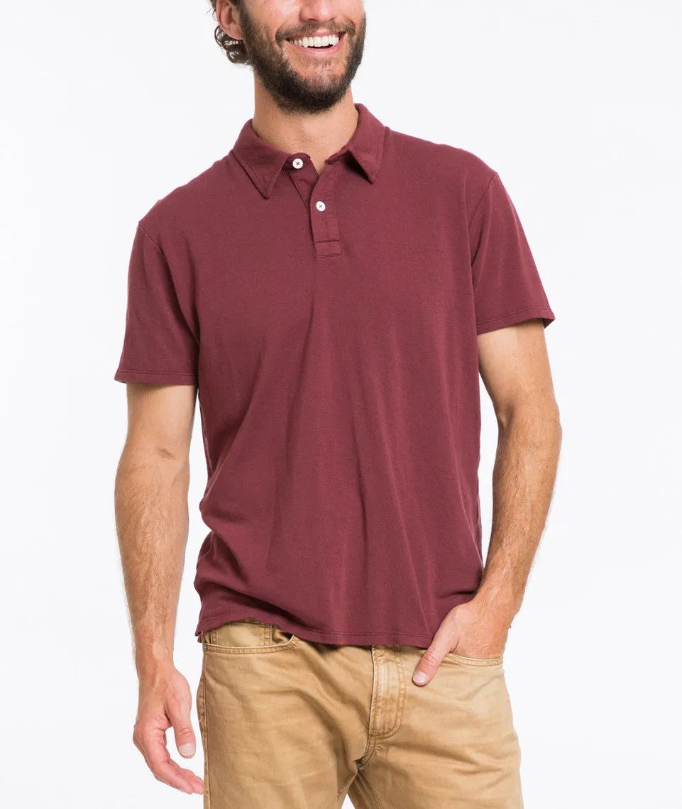 Pique Polo in Mahogany sold by Marine Layer