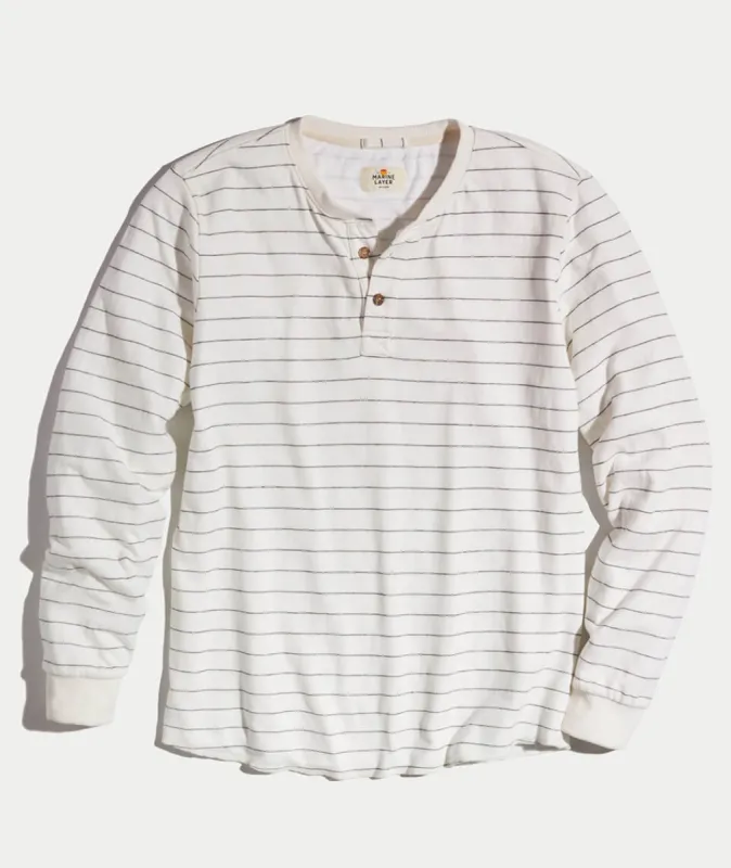 Double Knit Henley - Natural Stripe sold by Marine Layer