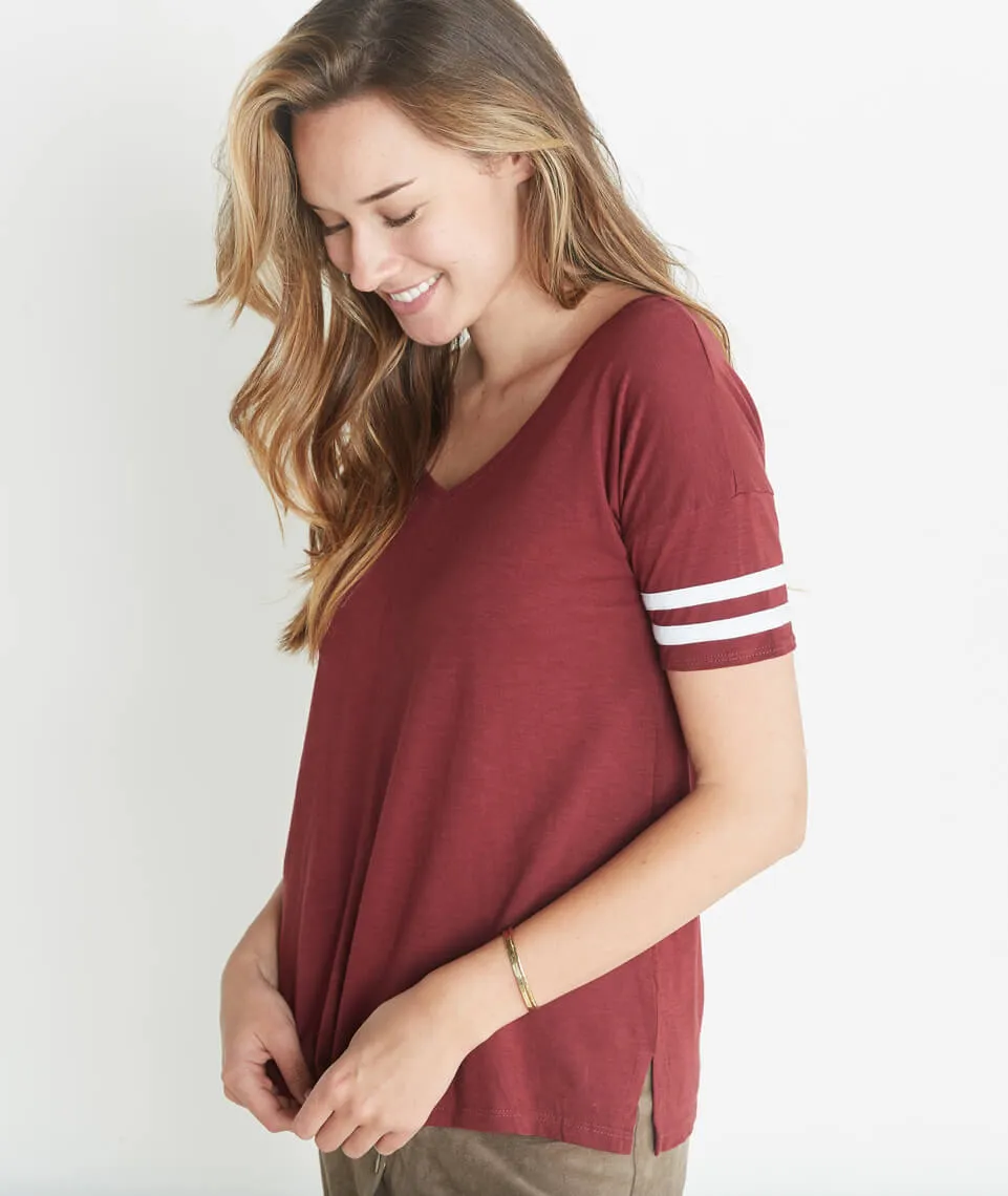 Varsity Stripe Tee in Merlot sold by Marine Layer product image thumbnail 2