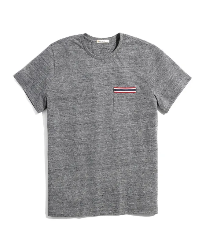 Re-Spun Taped Pocket Tee in Heather Grey Neps sold by Marine Layer