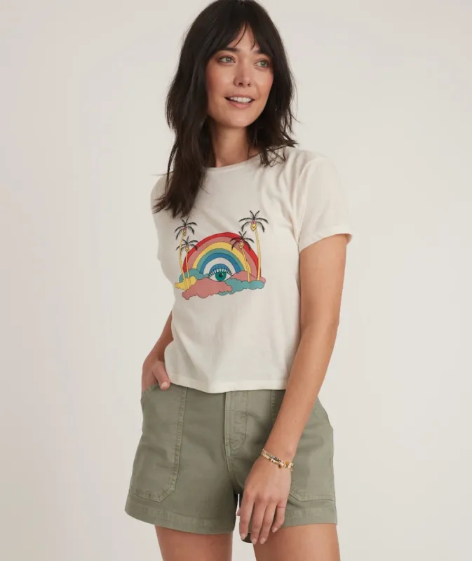 Crop Graphic Tee in Rainbow Palm sold by Marine Layer