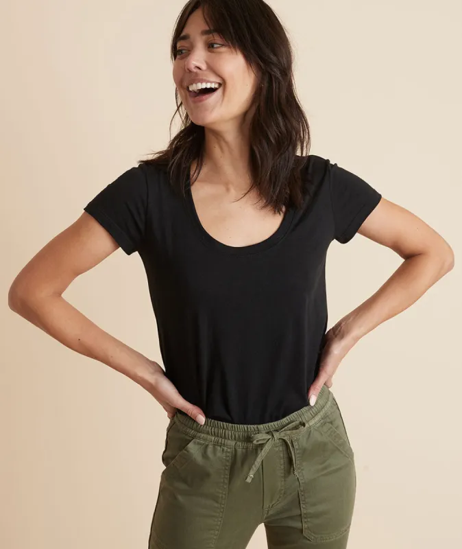 Classic Scoop Neck Tee in Black sold by Marine Layer