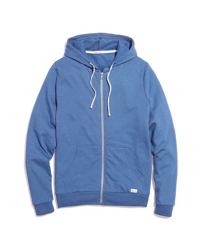 Mens Afternoon Full Zip Hoodie in Faded Navy sold by Marine Layer