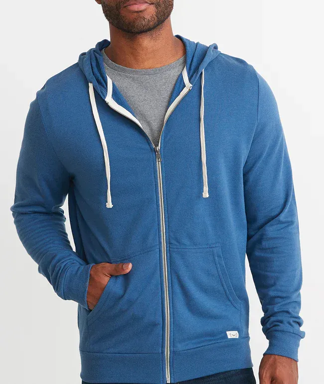 Mens Afternoon Full Zip Hoodie in Faded Navy sold by Marine Layer product image thumbnail 3