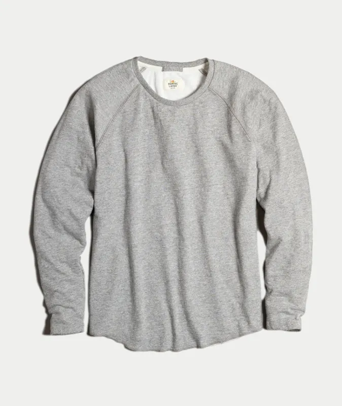 Double Knit Baseball Raglan in Heather Grey sold by Marine Layer