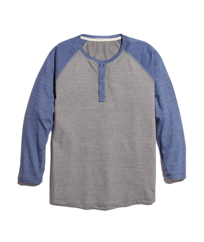 Baseball Henley in Heather Grey/Navy sold by Marine Layer
