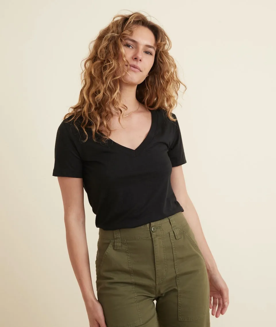 Classic V-Neck Tee in Black sold by Marine Layer