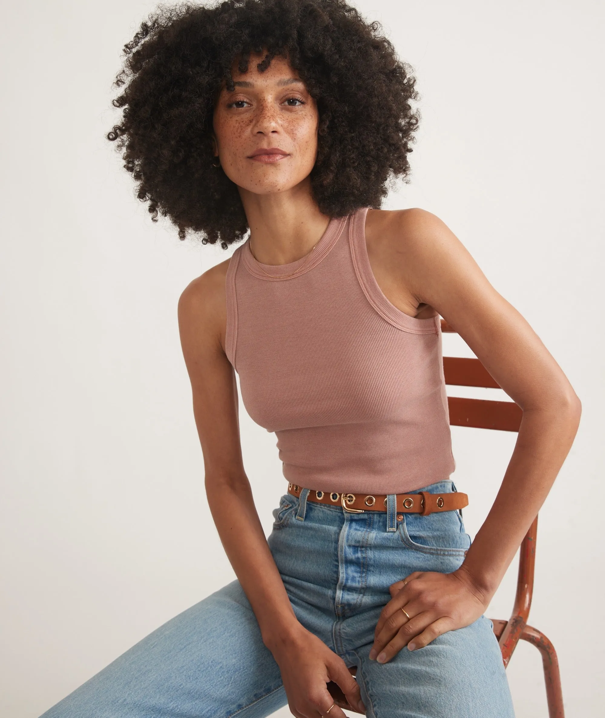 Lexi Rib Sun-In High Neck Crop Tank sold by Marine Layer