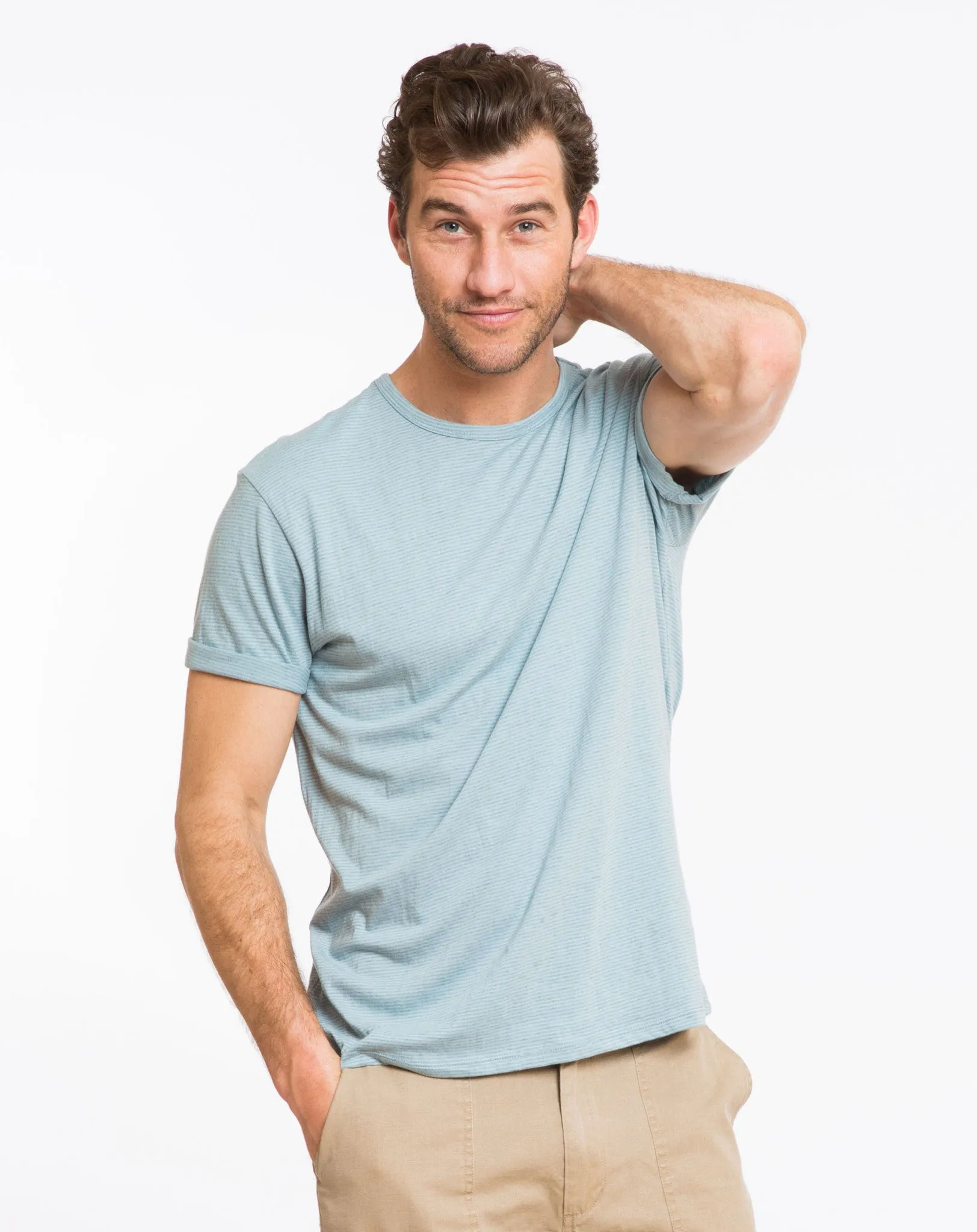 Blaise Striped Crewneck - Stone Blue sold by Marine Layer product image thumbnail 2