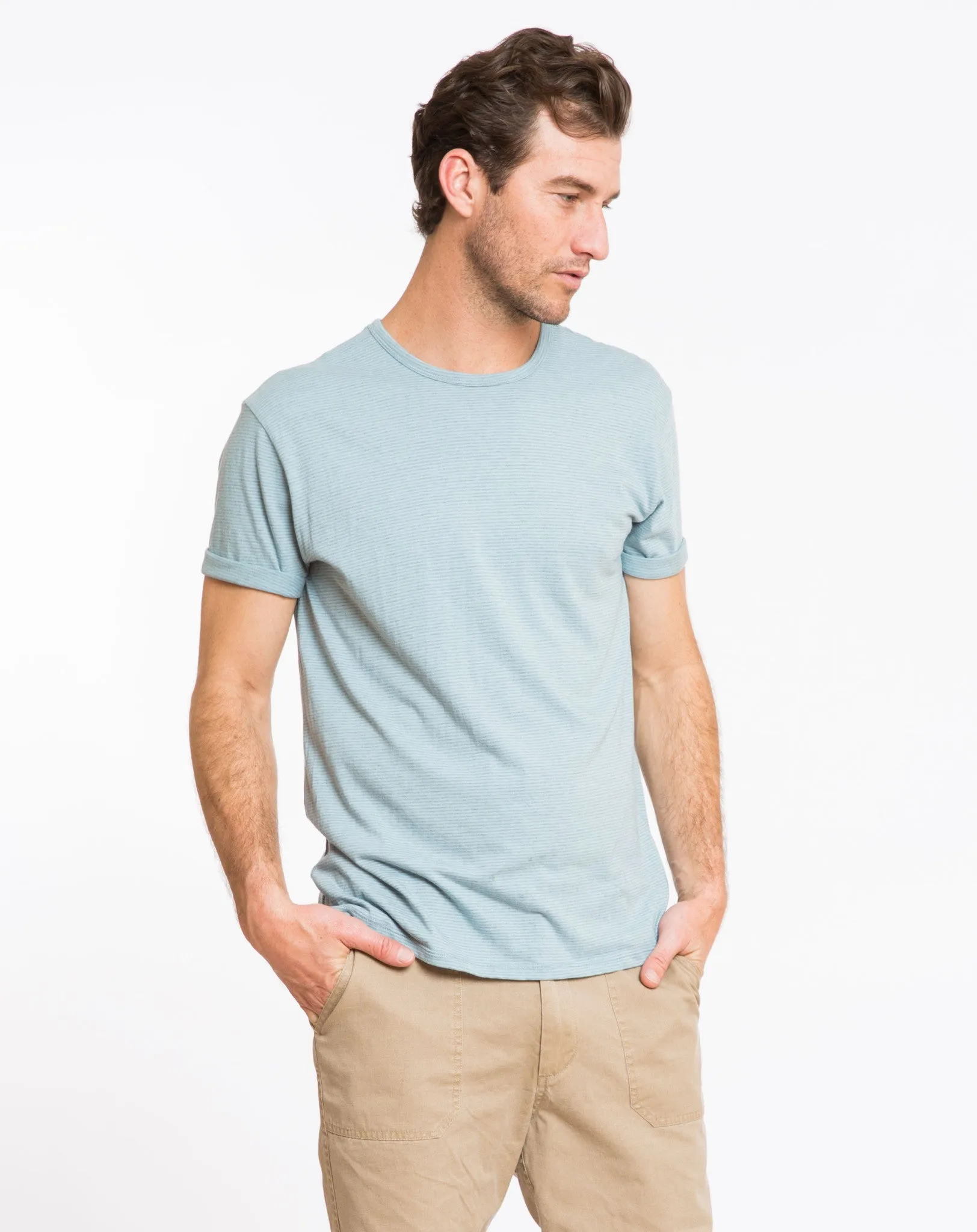 Blaise Striped Crewneck - Stone Blue sold by Marine Layer product image thumbnail 3