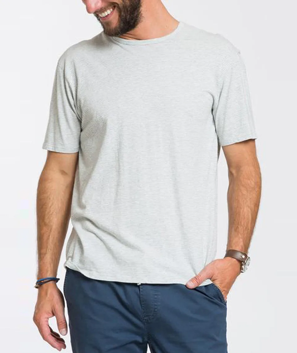 Blaise Stripe Crewneck - Natural and Grey Stripe sold by Marine Layer