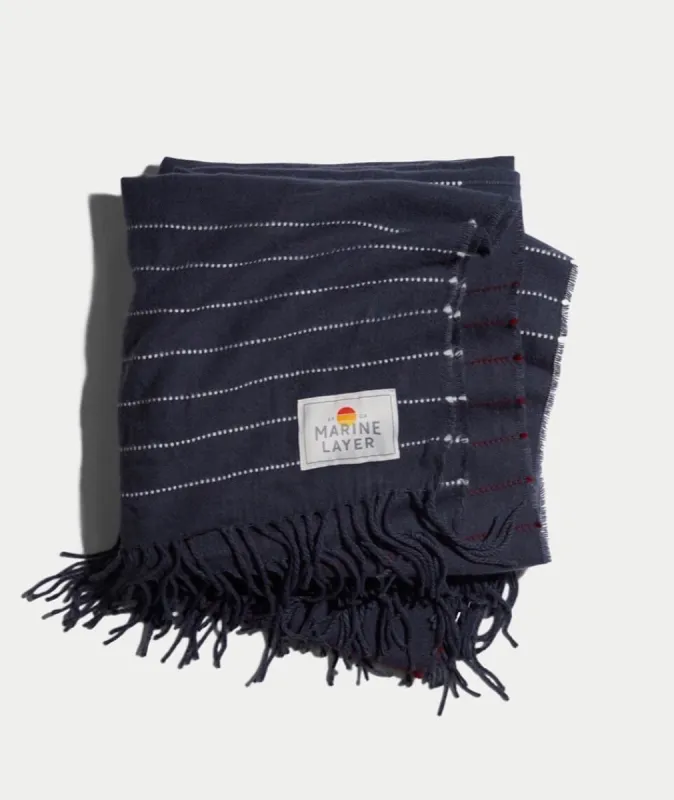 Roving Stitch Blanket in Ombre Blue sold by Marine Layer