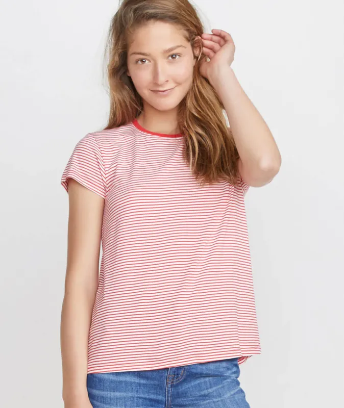Swing Crew in Cherry/Natural Stripe sold by Marine Layer