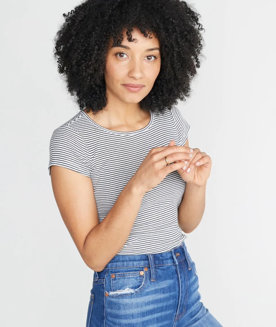 Lila Rib Scoopneck in Natural/Black Stripe sold by Marine Layer product image thumbnail 5