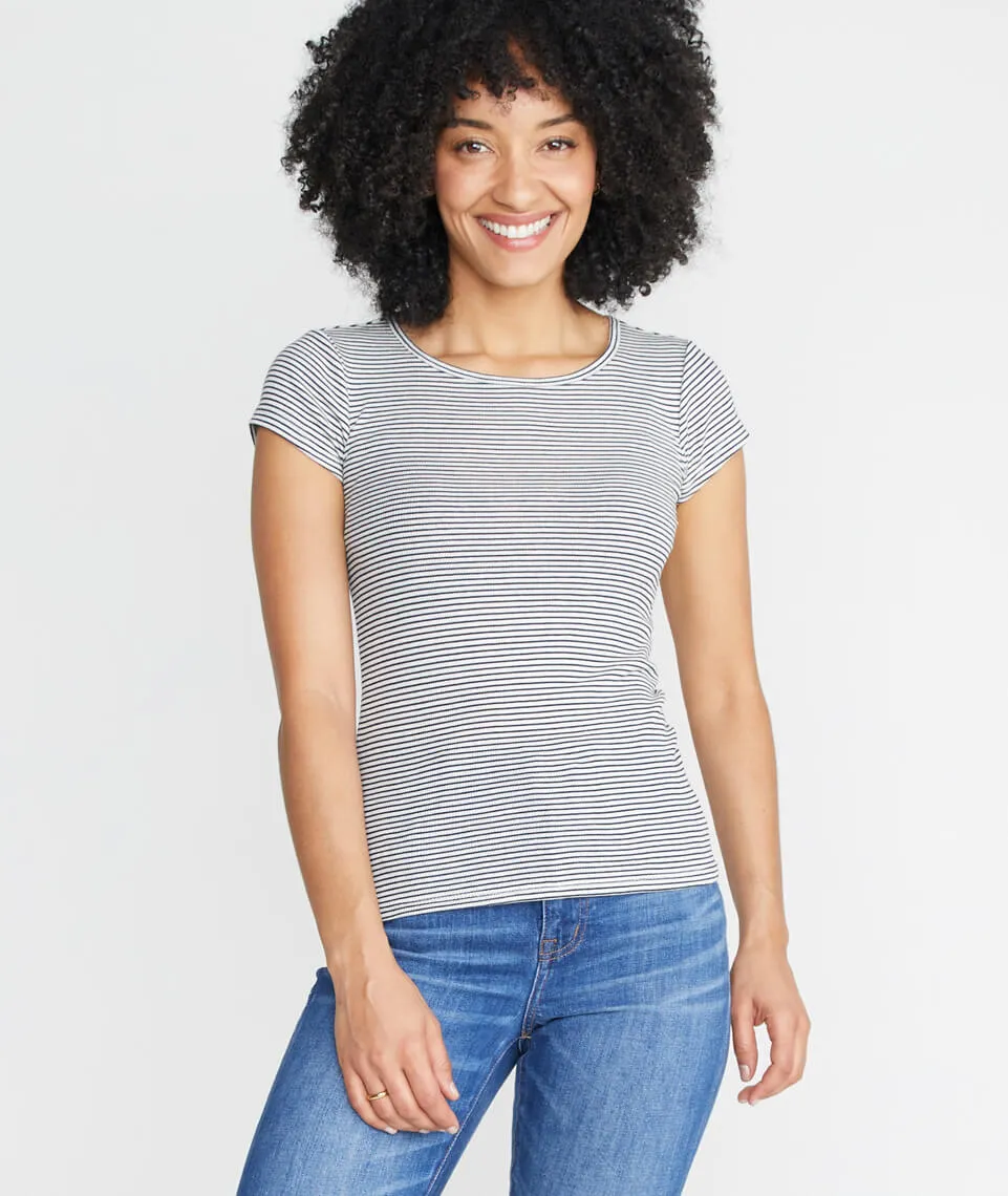 Lila Rib Scoopneck in Natural/Black Stripe sold by Marine Layer product image thumbnail 2