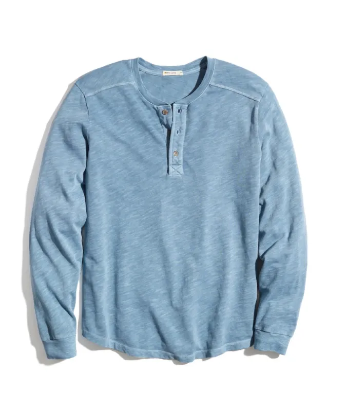 Vintage Heavy Slub Henley in Provincial Blue made by Marine Layer