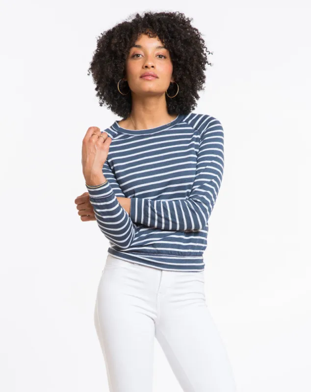 Double Stripe Reversible Raglan - Navy and White sold by Marine Layer