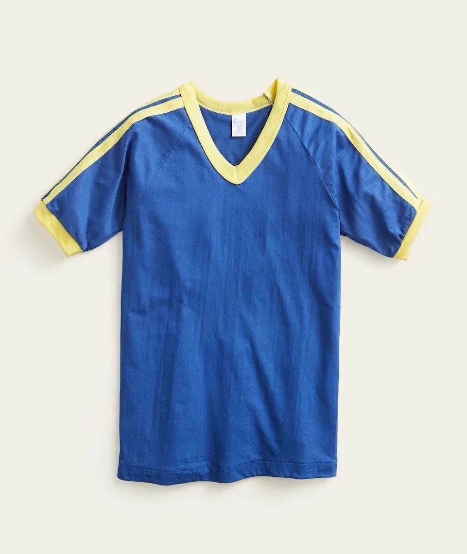 V-Neck Racer Stripe Tee in Blue sold by Marine Layer