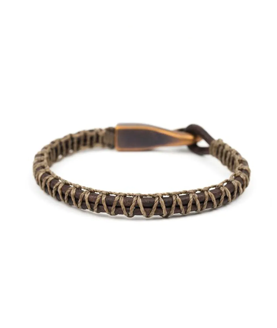 Caputo & Co. Hand-Woven Big Hook Bracelet in Dark Brown sold by Marine Layer product image thumbnail 2