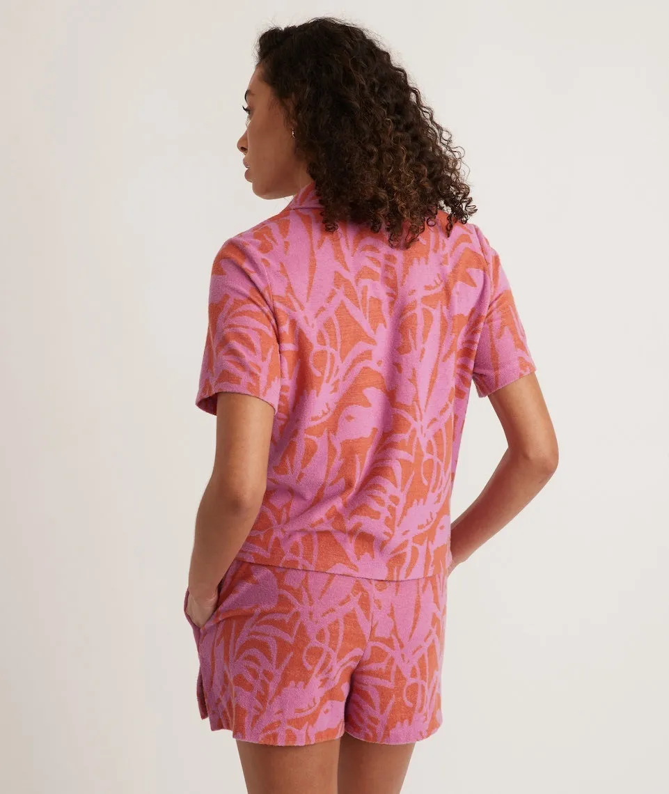 Terry Out Resort Shirt in Orange/Lavender Floral Print sold by Marine Layer product image thumbnail 5