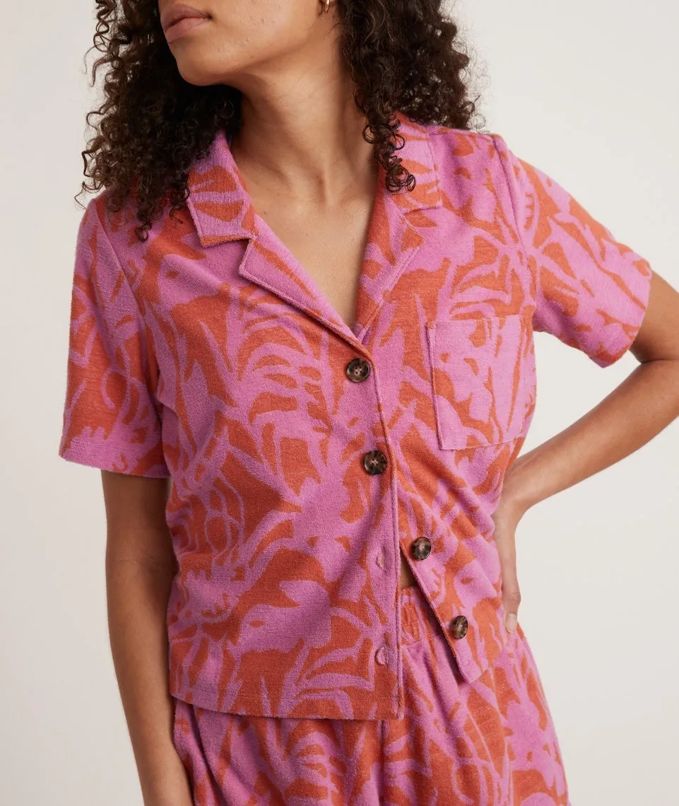 Terry Out Resort Shirt in Orange/Lavender Floral Print sold by Marine Layer product image thumbnail 4