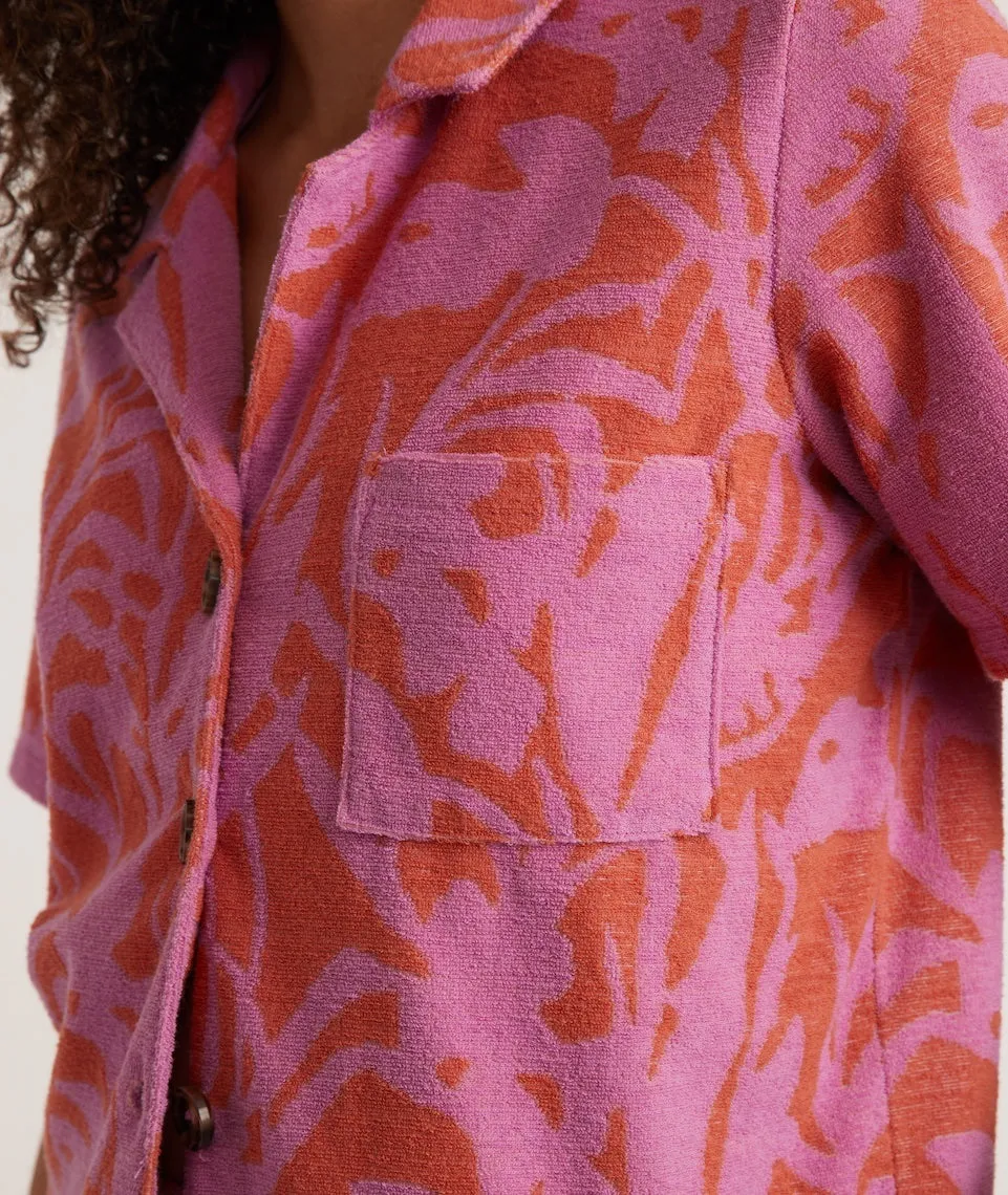 Terry Out Resort Shirt in Orange/Lavender Floral Print sold by Marine Layer product image thumbnail 3