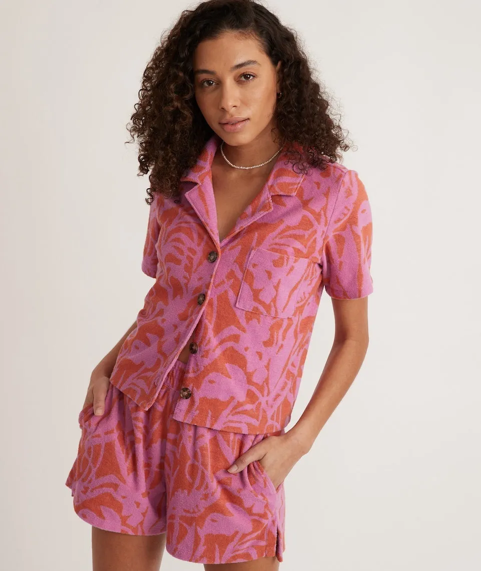 Terry Out Resort Shirt in Orange/Lavender Floral Print sold by Marine Layer product image thumbnail 2