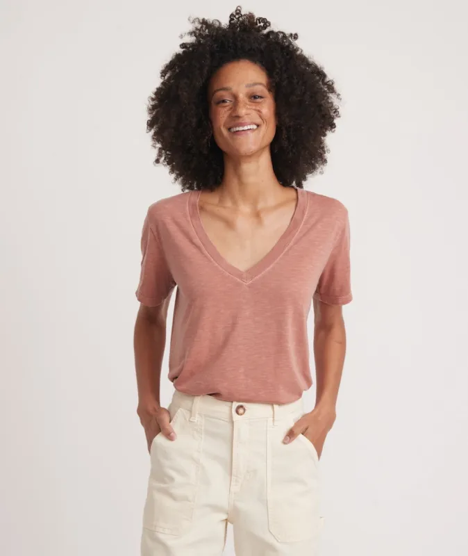 Boyfriend V-Neck Tee in Bombay Brown sold by Marine Layer