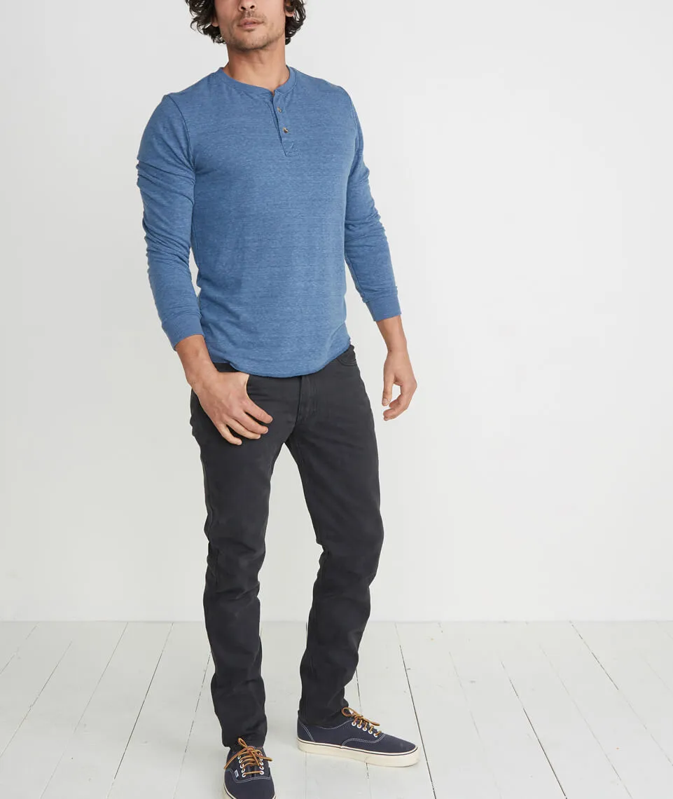 Double Knit Henley in Faded Lagoon sold by Marine Layer product image thumbnail 4