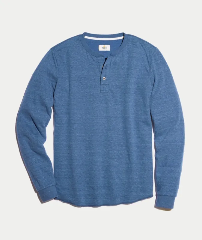 Double Knit Henley in Faded Lagoon sold by Marine Layer
