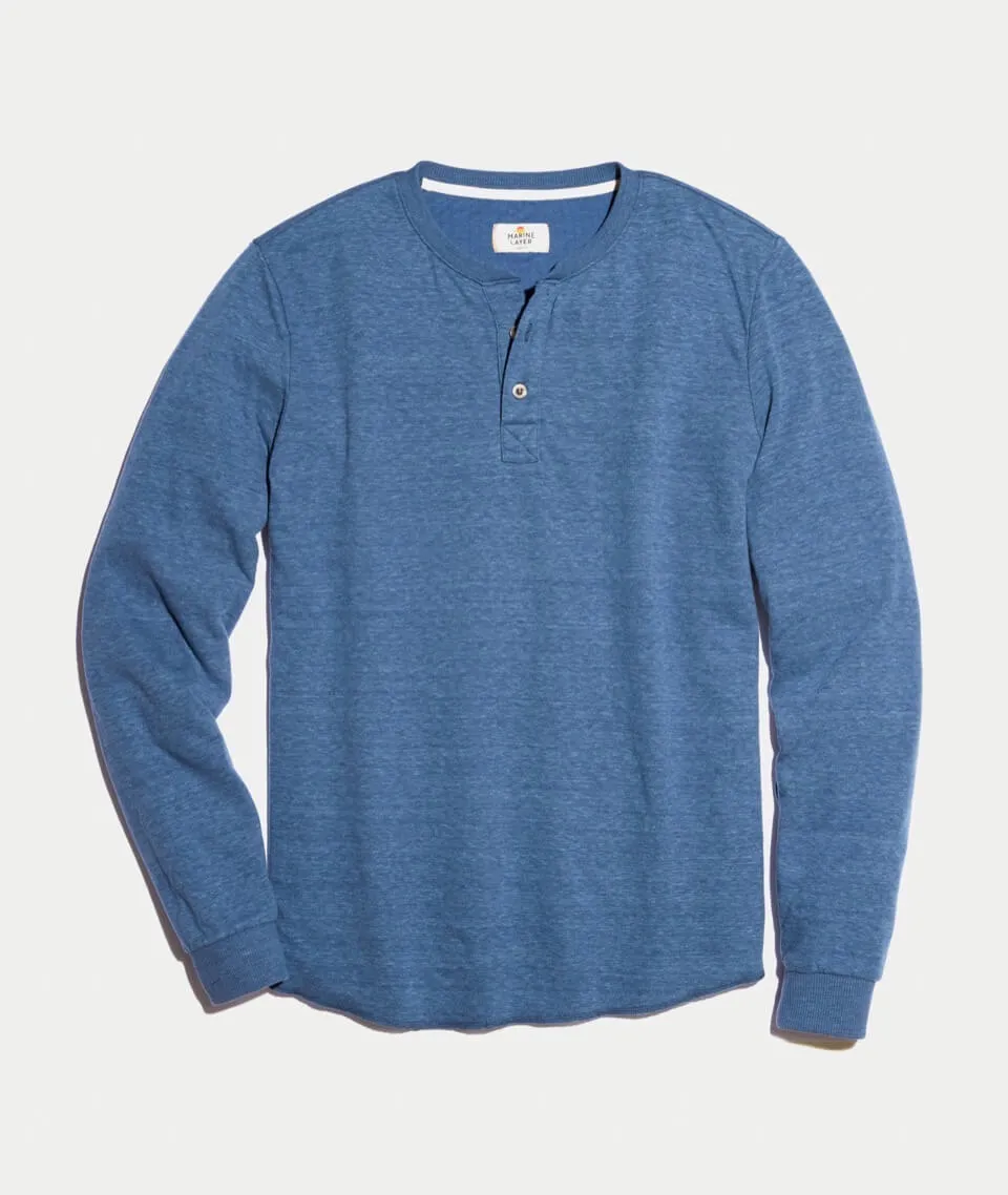 Double Knit Henley in Faded Lagoon sold by Marine Layer