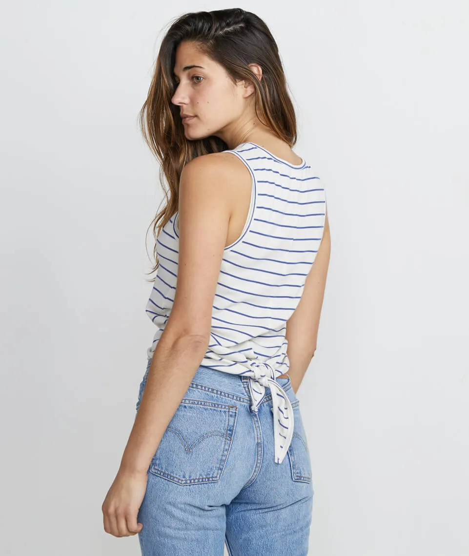 Lori Tie Back Tank in Marlin/White Stripe sold by Marine Layer product image thumbnail 3