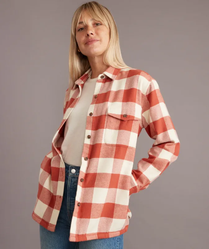 Riley Overshirt in Rust/Cream sold by Marine Layer