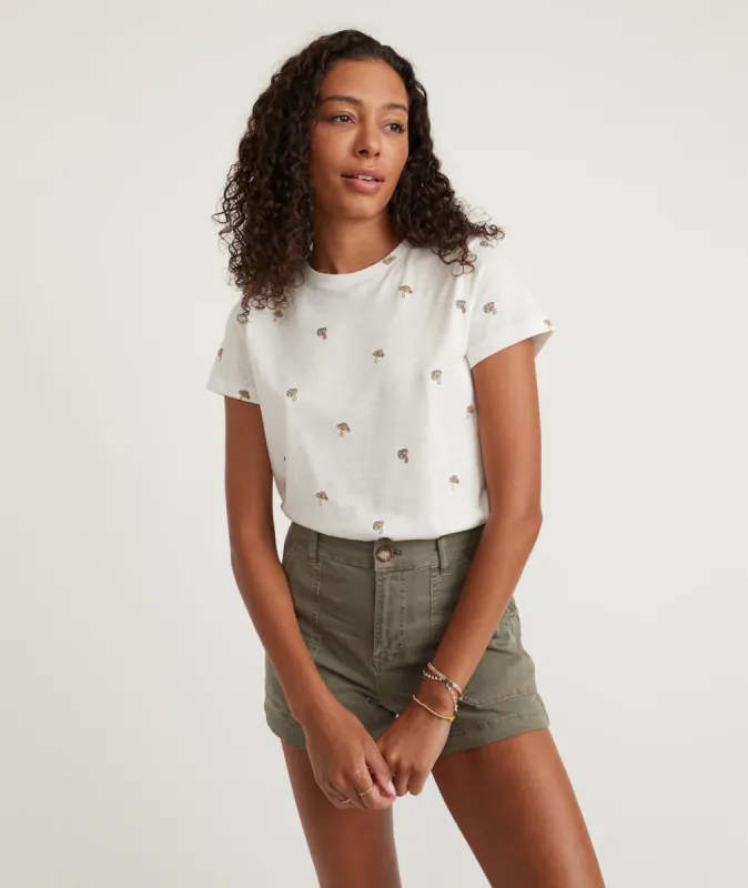 Classic Crew Tee in Mushroom Print sold by Marine Layer