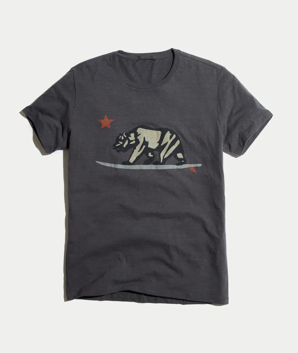 Surfing Bear Graphic in Midnight Navy sold by Marine Layer
